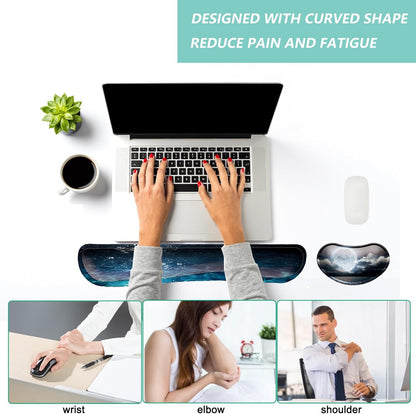 Keyboard Wrist Rest Mouse Wrist Support Set, Memory Foam Wrist Rest Pad for Computer Laptop Keyboard Mouse, Ergonomic Wrist Cushion Support for Typing Pain Relief, Gaming Home Office, Purple