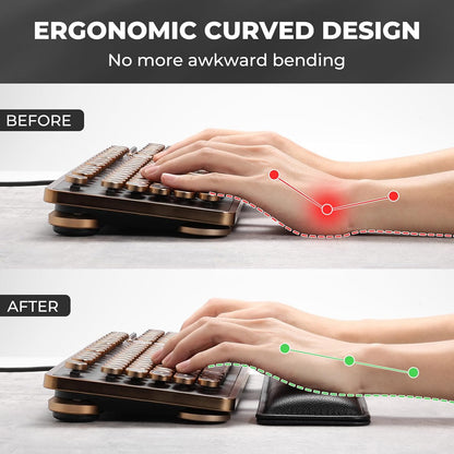 GLENCREAG Ergonomic Keyboard Wrist Rest - PU Leather Cushioned Support for Typing & Gaming, Comfortable Contoured Design for Wrist Pain Relief (Black)