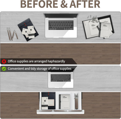 Under Desk Mounted Sliding Drawer to pull out, Attachable Desk Pencil Drawer Ball-Bearing Slides
