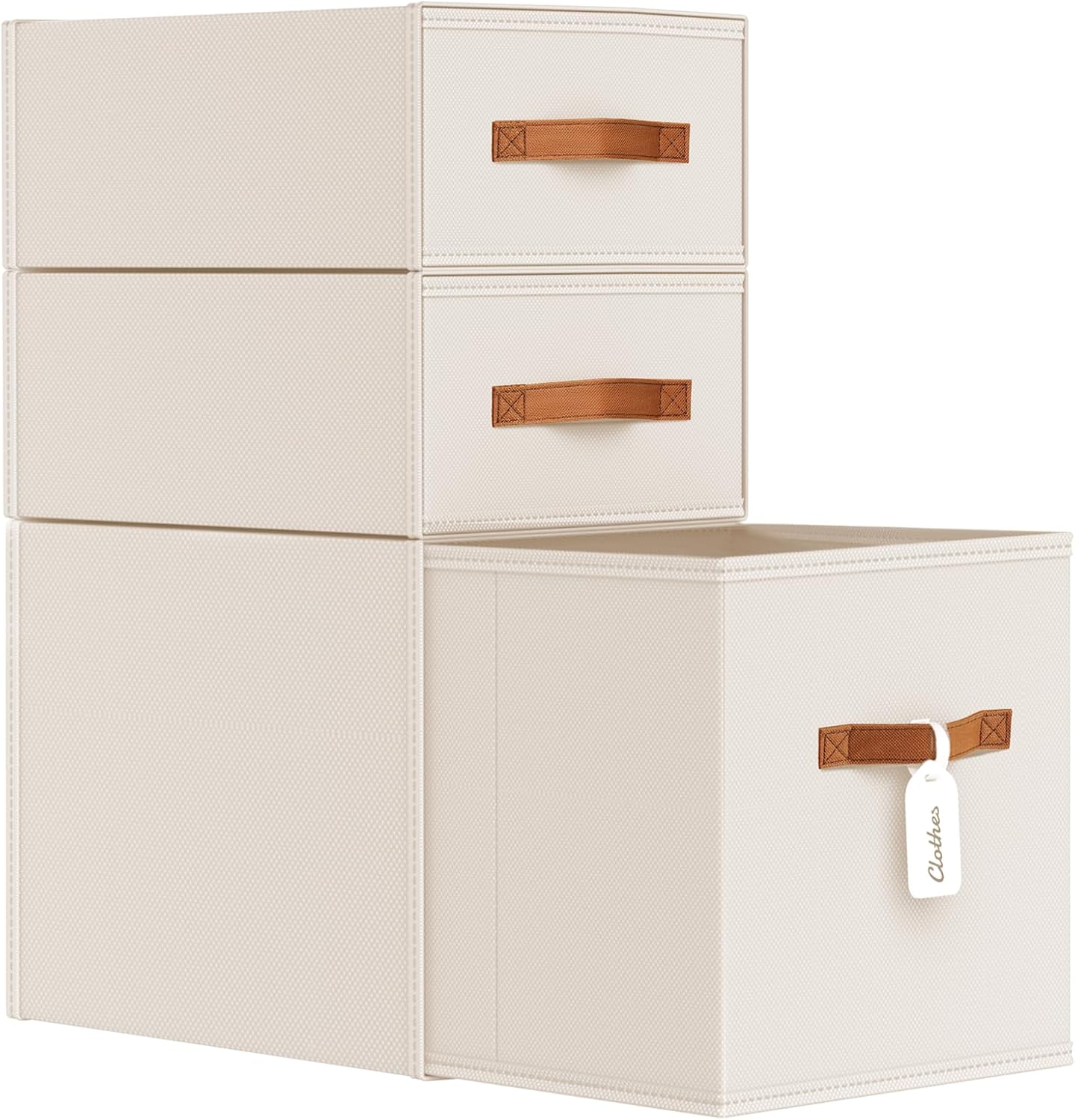 DIMJ Closet Organizers and Storage - Fabric Bins with Drawers for Closet Foldable Clothes Organizers with Clear Window, Stackable Storage Drawers Units for Bedroom, Living Room, 4-Pack, Grey