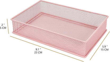 Annova Stackable Mesh Drawer Cabinet and Shelf Organizer Bins Storage Basket School Office Supply Holder Tray- Set of 2 (Gold, 3x3x2 Inch)