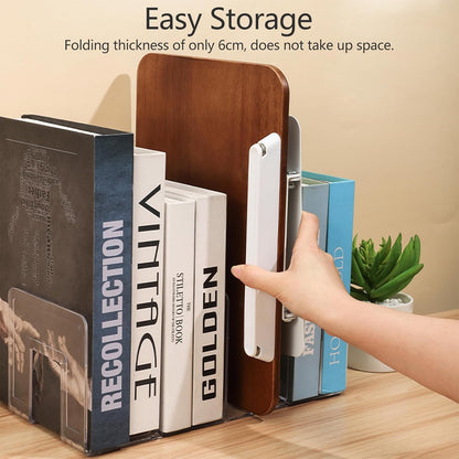 360° Rotating Book Stand for Reading, Adjustable Foldable Book Holder for Reading, Cooking, Office, Compatible with Cookbooks, Textbooks, Tablets, Sheet Music, and Laptops (Black Walnut)
