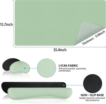 Wrist Rest for Computer Keyboard and Mouse, Ergonomic Design Wrist Support Pad for Keyboard, Soft Memory Foam Desk Pads Support Hand and Arm Easy Typing Pain Relief, 2 Piece Pad, Cream Pink