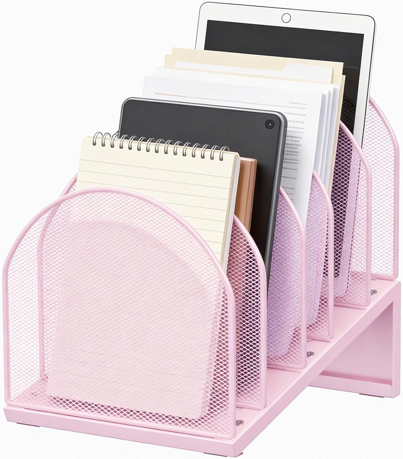 gianotter Desktop File Organizer, Desk Organizer with 5 Compartments, Paper Organizer for Desk, Workspace Organizers for Office Supplies (Black, Upright Style)