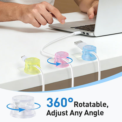 AGPTEK 8 Pack Magnetic Cable Clips, Upgraded 360° Rotatable Cord Holder Clips for Nightstand, Desk Cord Organizer Adhesive Wire Management Home Office Phone Charging Cords USB Cable Keeper (Clear)