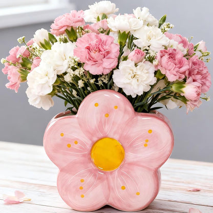 Pink Pencil Holder Pen Holder Office Desk Accessories Aesthetic Cute Flower Home Decor Makeup Brush Holder Vase Birthday Gifts for Women Vanity Toothbrush Holder Kawaii Kitchen Utensil Holder