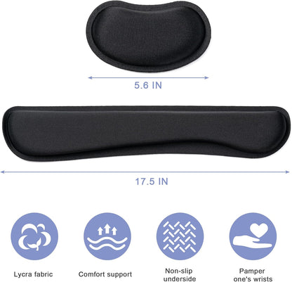 Hoewina Keyboard Wrist Rest,Ergonomic Wrist Rest,Superfine Fabric and Gel Memory Foam Wrist Pad for Computer Keyboard for Easy Typing & Pain Relief, Suitable for Office, Family, Outdoor, Black