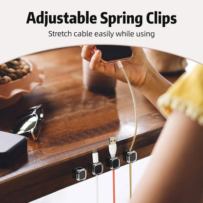 Magnetic Cable Clips Cord Organizer Holder, 6 Pack Adhesive Wire Holder Keeper Organizer USB Charging Cable Storage Holder for Home Office Phone Car Wall Desktop Nightstand Kitchen (Black)