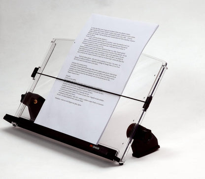 3M Adjustable Document Copy Holder, Inline with Monitor Minimizing Head and Neck Movement, 150 Sheet Capacity, Holds Sheets and Books, Elastic Guide Keeps Pages Open, 14 in Wide, Black/Clear (DH630)