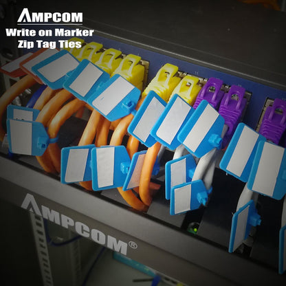 AMPCOM Nylon Cable Zip Ties with Marker, Self-Locking Written-on Cable Mark Ties 4.72 in - 5 Colors/ 100PCS