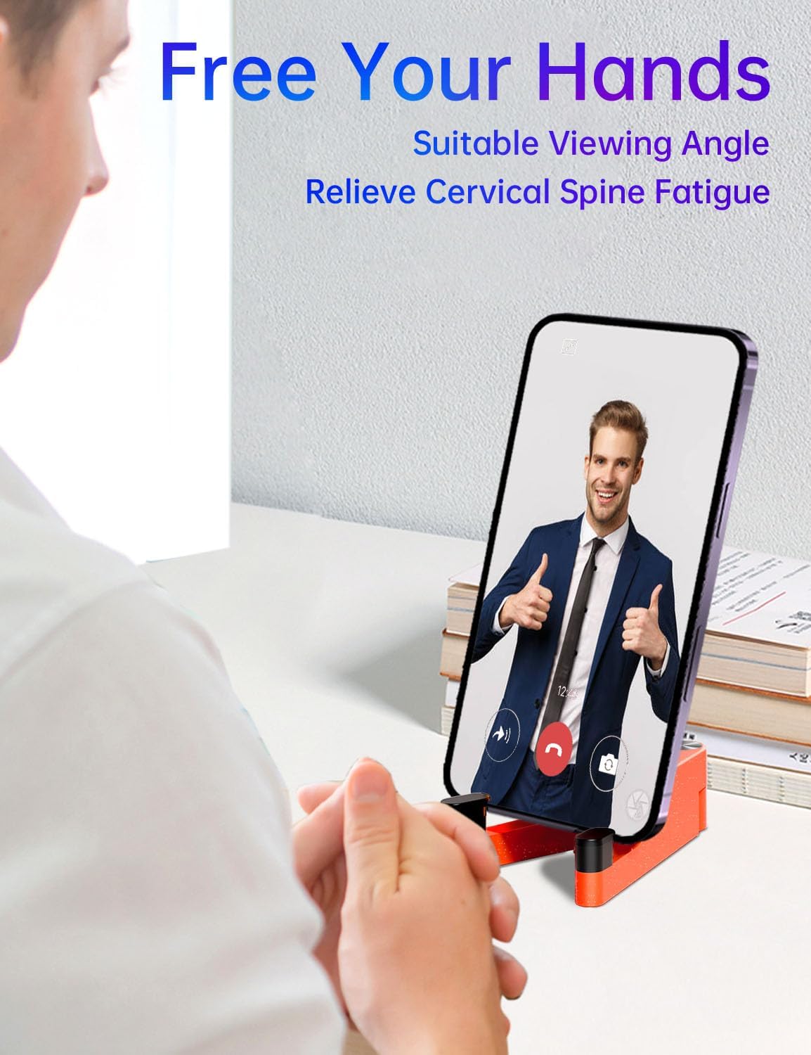 Phone Stand for Desk, Foldable Portable iPhone Stand, Cell Phone Stand Aluminum Phone Holder Cradle Dock for Desk/Travel, Desktop Phone Holder Compatible with iPhone 17 Pro Max 16 15 14 Galaxy S24 S23