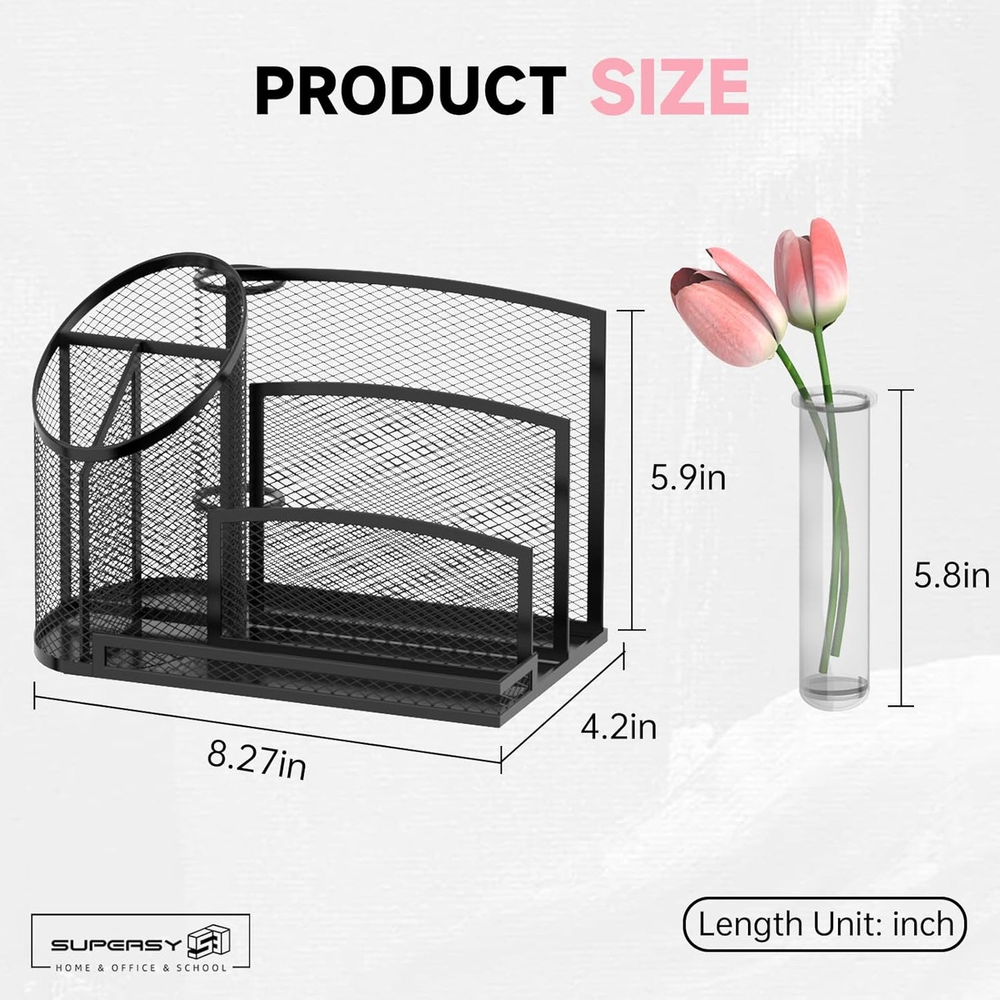 SUPEASY Mail Organizer for Desk, Mesh Metal Mail Holder Countertop with 3-Slot, Letter Sorter File Holder, Office Envelope Organizer for Mails (Black)