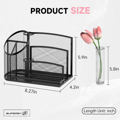 SUPEASY Mail Organizer for Desk, Mesh Metal Mail Holder Countertop with 3-Slot, Letter Sorter File Holder, Office Envelope Organizer for Mails (Black)