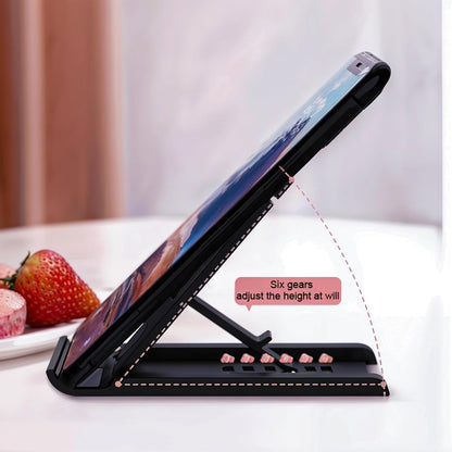 Foldable Phone Stand for Desk | Six Position Adjustable Folding Bracket for Cell Phone | Black Cellphone Holder for Desk & Smartphone Stand | Cellphone & Accessories for Men & Women