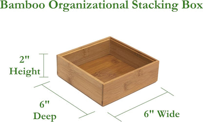 Lipper International 8186S Bamboo Wood Stacking Drawer Organizer Box, 6" x 15"