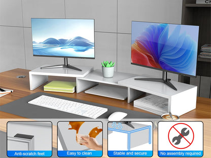 Desk Organizers and Accessories, Dual Monitor Stand Riser, Monitor Desk Shelf for Desktop Organization (Black)