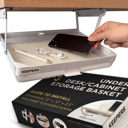 KEEPERS - Under Desk Drawer Slide Out – Metal Under Desk Storage Drawer for Office, Home, RV, Kitchen – Slim Under Table Attachment with Easy DIY Mount - Under Desk Organizer - Fits in 11x10x2In