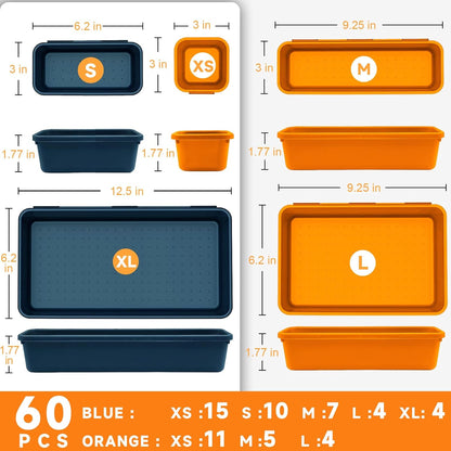 [60 PCS Upgraded] FLYVOLE Tool Box Organizer Tray, Toolbox Desk Drawer Organizer, Tool Box Tray, Toolbox Organization Storage for Rolling Tool Chest (60 PCS)