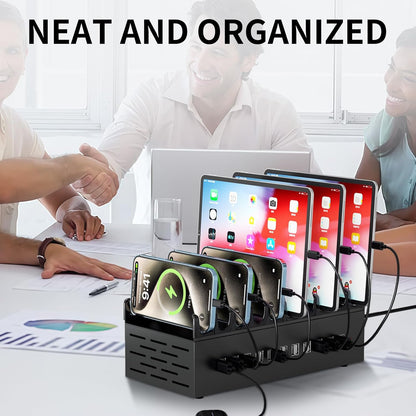 300W USB Charging Station, 22-Port Desktop Fast Charger Station for Multiple Devices, Organizer Charging Dock with Intelligent Protection for iPhone, iPad, Tablets and More