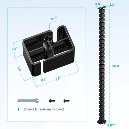 PEGZONE Under Desk Cable Management Spine – Flexible Cable Snake Organizer for Standing Desk, Tool-Free Magnetic Vertebrae Wire Management for 0.4"-2" Table, White