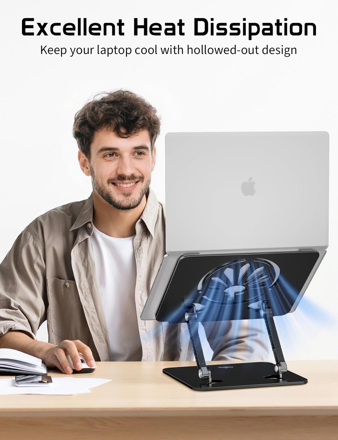 Aluminum Laptop Stand for Desk – Adjustable Ergonomic Laptop Riser, Foldable & Portable Holder Fit for MacBook & 10"-16" Laptops for Office, Home & Travel,Purple