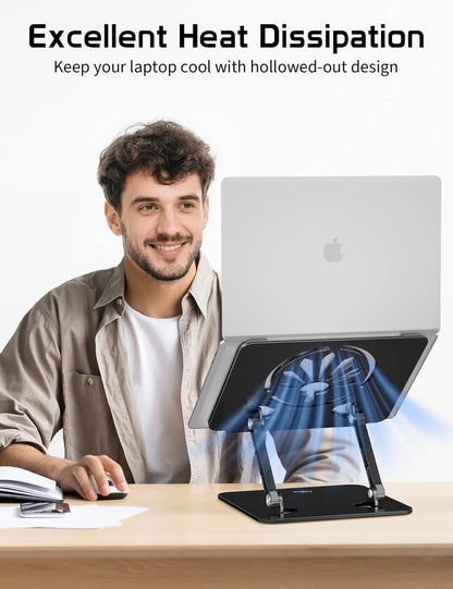 Aluminum Laptop Stand for Desk – Adjustable Ergonomic Laptop Riser, Foldable & Portable Holder Fit for MacBook & 10"-16" Laptops for Office, Home & Travel,Purple