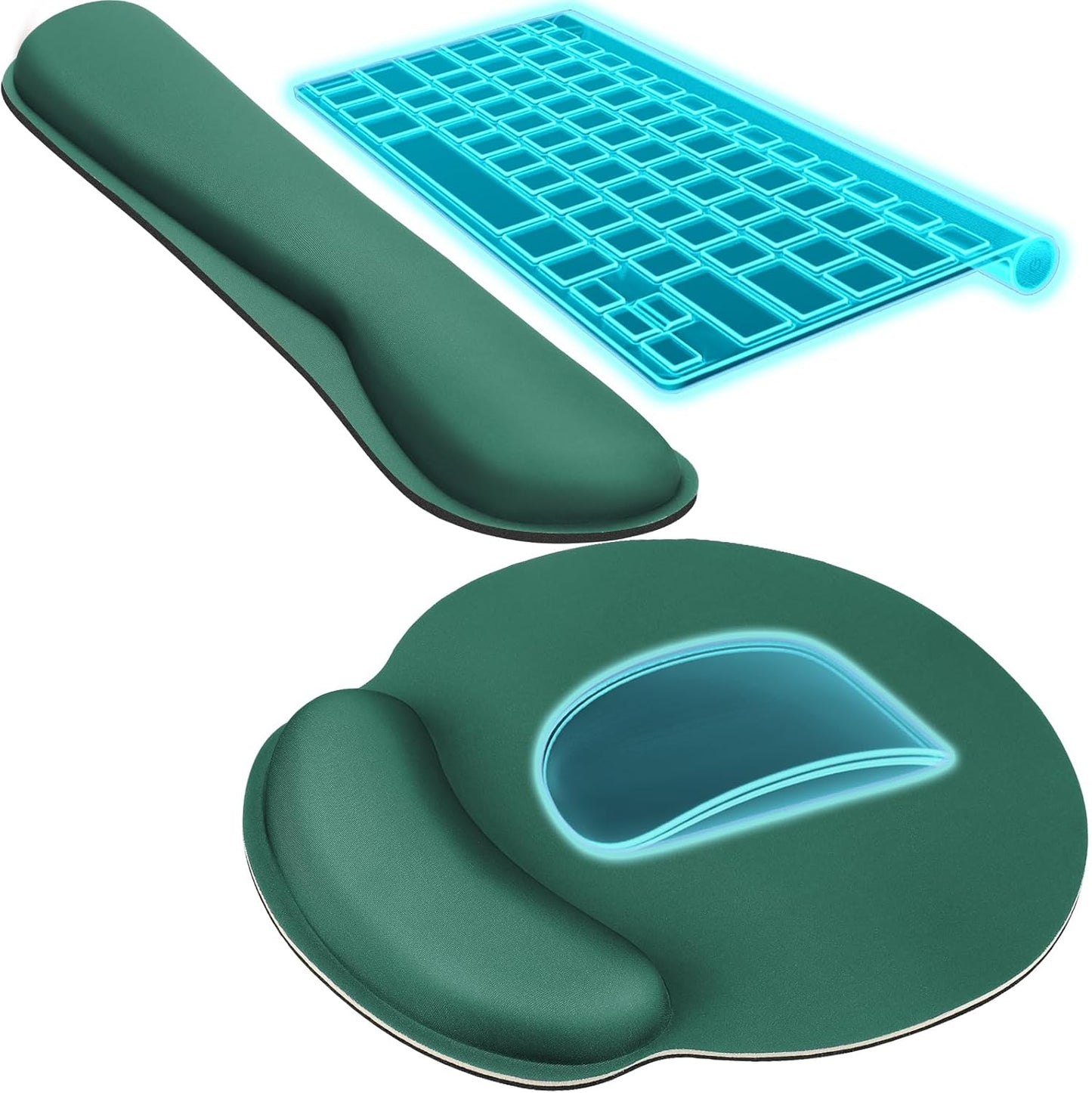 KTRIO Ergonomic Keyboard Wrist Rest and Mouse Pad with Wrist Rest Set, Memory Foam Wrist Support for Typing, Gaming, Office and Home Use, Black