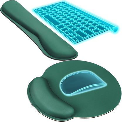 KTRIO Ergonomic Keyboard Wrist Rest and Mouse Pad with Wrist Rest Set, Memory Foam Wrist Support for Typing, Gaming, Office and Home Use, Black
