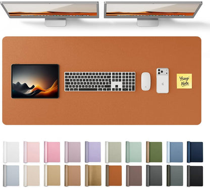 YSAGi Leather Desk Protector, Office Mat, Large Mouse Mat, Non-Slip PU Leather Blotter, Laptop Pad, Waterproof Writing Pad for Office and Home (Light Pink, 23.6" x 13.8") - Colors A