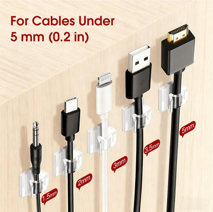 Latoxcaa 120PCS Heavy-Duty Adhesive Cable Clips, Clear Traceless Cord Organizer & Wire Holders for Wall, Desk, Car, LED Strips and Outdoor Lights (Small)
