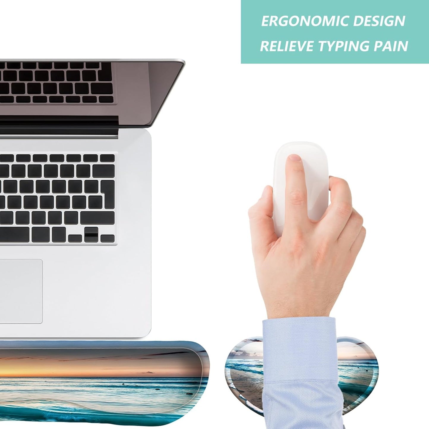 Keyboard Wrist Rest Mouse Wrist Support Set, Memory Foam Wrist Rest Pad for Computer Laptop Keyboard Mouse, Ergonomic Wrist Cushion Support for Typing Pain Relief, Gaming Home Office, Purple