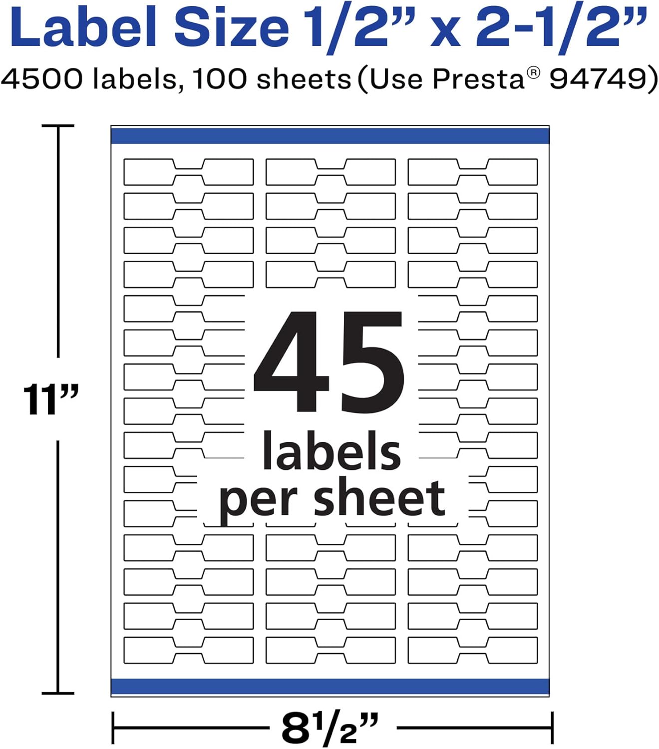 Avery Matte White Barbell Labels, Sure Feed Technology, 0.5" x 2.5", 1,125 White Labels, Permanent Adhesive, Laser/Inkjet Printable