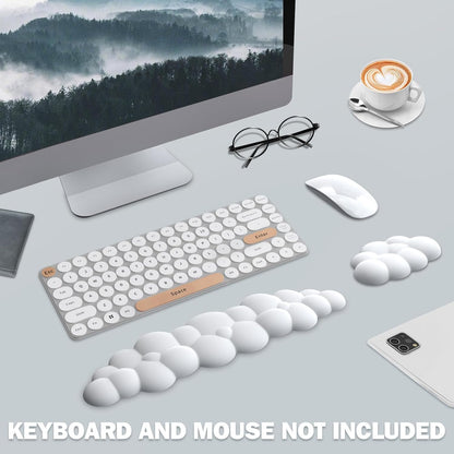 Keyboard Wrist Rest Pad Set, Leaf Shape PU Leather Memory Foam Wrist Cushion Support,Mouse Wrist Rest Pad,Non-Slip Wrist Support for Easy Typing Pain Relief, Green Leaf
