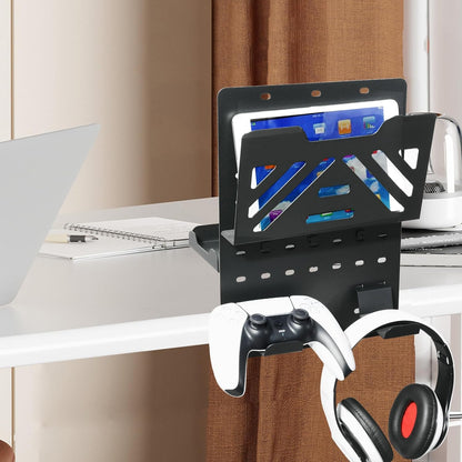 MAXECHO Desk Side Storage, Under Desk Laptop Mount, Table Side Hanging File Organizer, No Drill Clamp On Cable Management Tray, Laptop Holder with Magnetic Pen Holder for Office and Home, Load 22 Lbs
