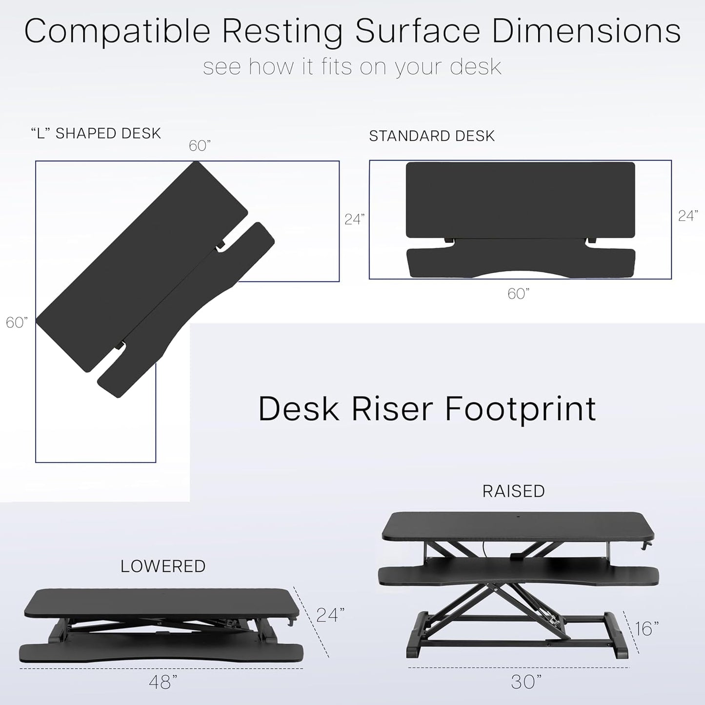 VIVO 26 inch Desk Converter, K Series, Height Adjustable Sit to Stand Riser, Dual Monitor and Laptop Workstation with Keyboard Tray, Black, DESK-V026KB