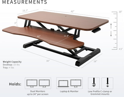 VIVO 26 inch Desk Converter, K Series, Height Adjustable Sit to Stand Riser, Dual Monitor and Laptop Workstation with Keyboard Tray, Black, DESK-V026KB