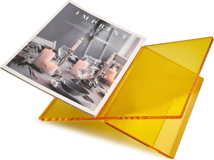 Honygebia Gold Acrylic Book Stands - Cross Frame Acrylic Book Holder, Open Bookstand for Display and Reading, Suitable for Art, Bible, Cookbook, Easel, Magazine, Textbooks 12.5" x 9.5" x 5.5"