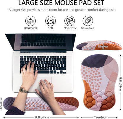 Mouse Pad Wrist Support, Laokiiy 2 in1 Keyboard Wrist Rest+ Ergonomic Mouse Pad, Non-Slip Wrist Rest for Computer Keyboard, Made Easy Typing & Relieve Wrist Pain（Banana Leaf Green）