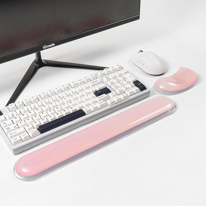 Gel Keyboard and Mouse Wrist Rest Set –Blue Purple Clear Wrist Rest for Computer Keyboard 60%/68%/75%, Comfort & Support for Typing and Gaming