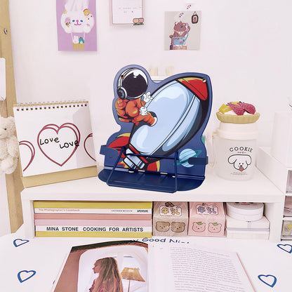 Honagu Book Stand Book Holder Metal Desk Book Stand for Reading Hands Free, Adjustable Textbooks Cookbook Documents Holder, Christmas Birthday Gifts for Girls and Boys (Rocket)