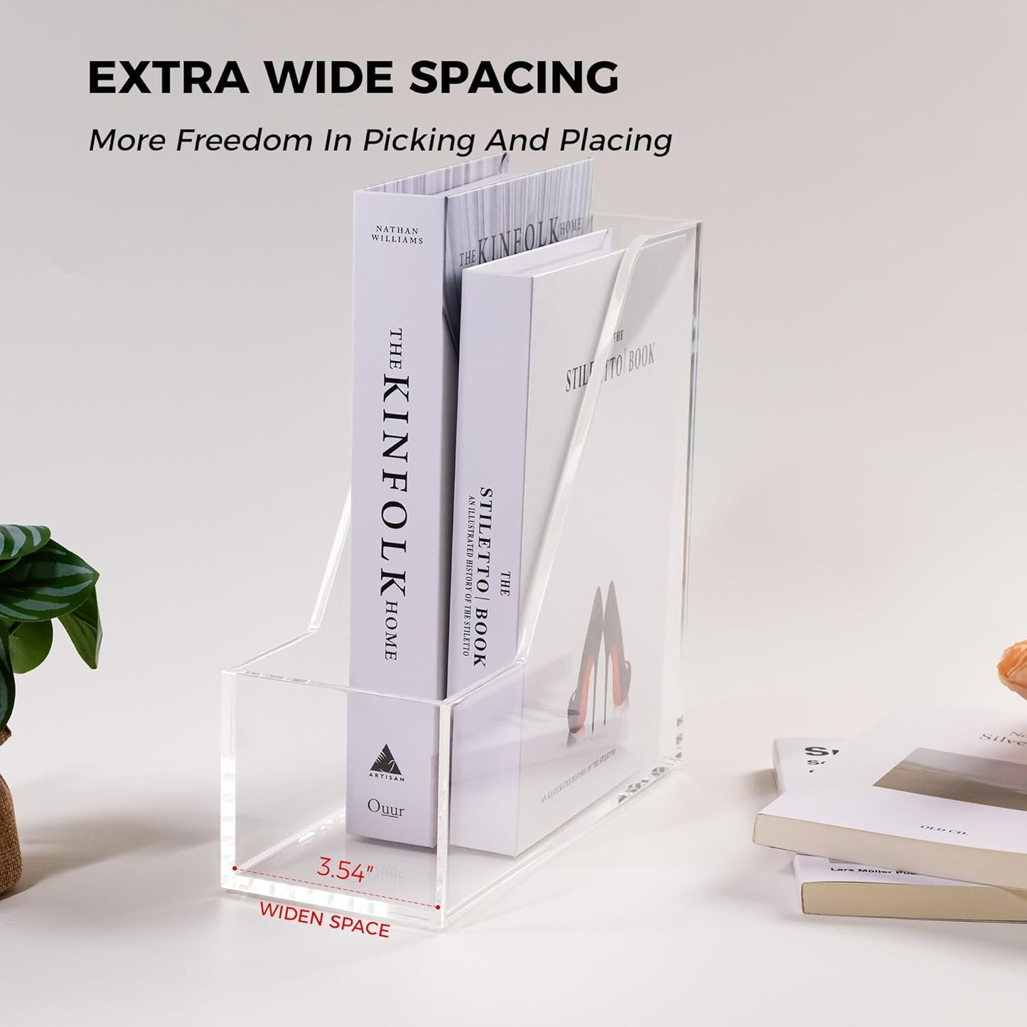 Magazine Holder - Acrylic File Holder and Desk Organizer, Clear Bookend File Sorter, Acrylic Book Organizer and Storage Box for Documents, Magazine Holder Rack for Classroom, Home, and Office