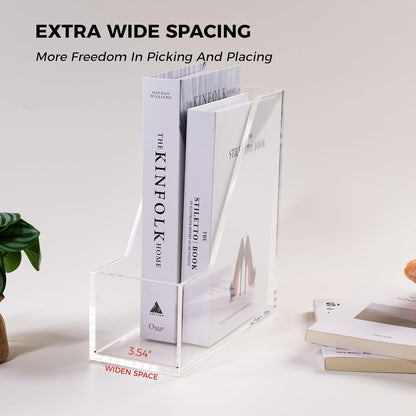 Magazine Holder - Acrylic File Holder and Desk Organizer, Clear Bookend File Sorter, Acrylic Book Organizer and Storage Box for Documents, Magazine Holder Rack for Classroom, Home, and Office