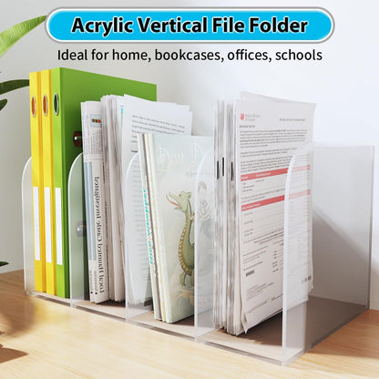 Jumyee Clear Acrylic File Folder Organizer with Handle – Portable Hanging File Box for Letter/A4, See-Through Desktop File Storage for Home Office School (No Folders Included)