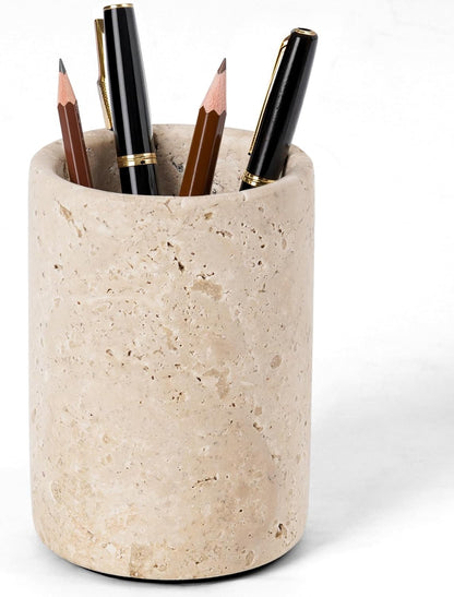 Radicaln Marble Pen Holder For Desk 4" Inches Green Onyx Handmade Makeup Brush Cup for Girls, Bathroom Tumbler Cup, Durable Office & Home Organizer Pencil Holder