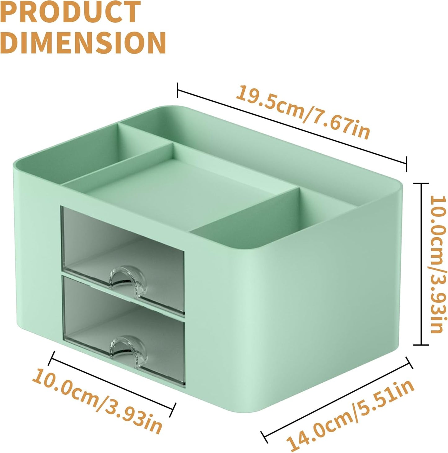 Marbrasse Pen Organizer with 2 Drawer, Multi-Functional Pencil Holder for Desk, Desk Organizers and Accessories with 5 Compartments + Drawer for Office Art Supplies (White)