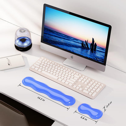 MOKURU Gel Keyboard and Mouse Wrist Rest Set, Comfort Ergonomic Wrist Support, for Wrist Pain Relief, Computer Keyboard Wrist Rest (Black)