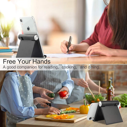 Mobile Phone Holder, Phone Stand Desk Desktop Mobile Holder Adjustable Foldable Portable Video Call Mount (1PH -Black)