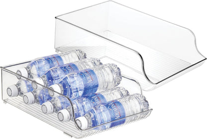 iDesign Plastic Water Bottle Organizer for Fridge, Bottle Holder for Kitchen and Pantry, Clear, 2-Pack