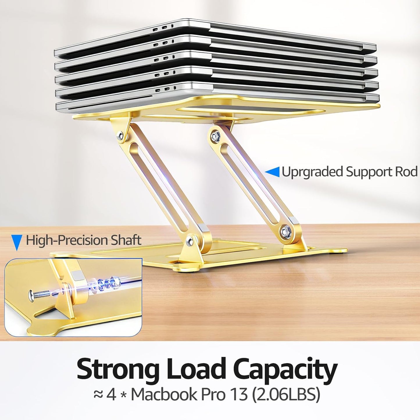 Urmust Laptop Notebook Stand Holder Adjustable Laptop Stand Portable Computer Riser Compatible with MacBook Air Pro HP Dell XPS Lenovo All Laptops 10-15.6"(Rose Gold)