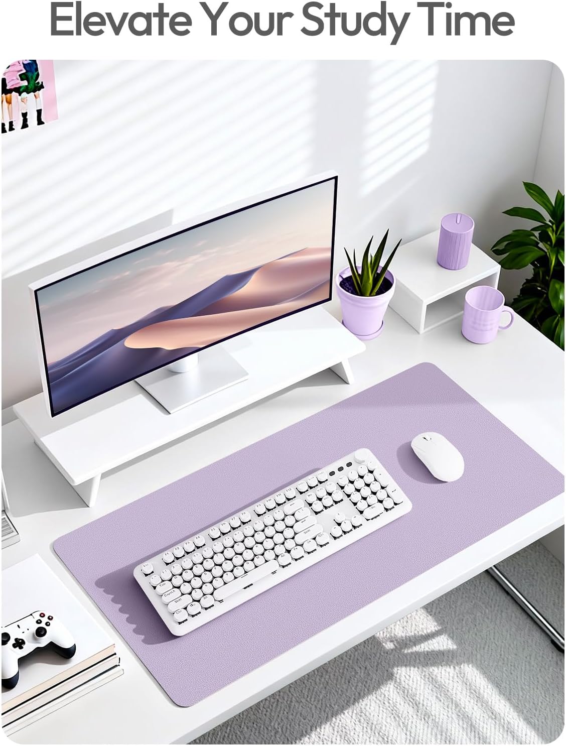 YSAGi Leather Desk Protector, Office Mat, Large Mouse Mat, Non-Slip PU Leather Blotter, Laptop Pad, Waterproof Writing Pad for Office and Home (Light Pink, 23.6" x 13.8") - Colors A